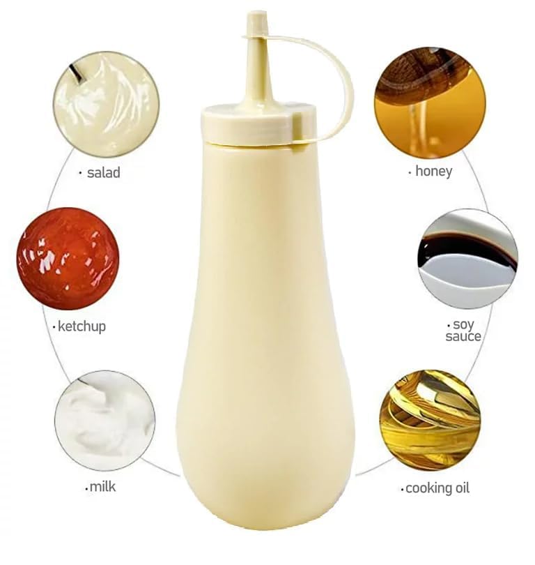 GNOLY Mustard Mayo hot sauces Olive Oil Bottles Plastic Squeeze Squirt Condiment Bottles with Twist On Cap Lids - top dispensers for Ketchup (1Set Of 2Pcs) - Image 4