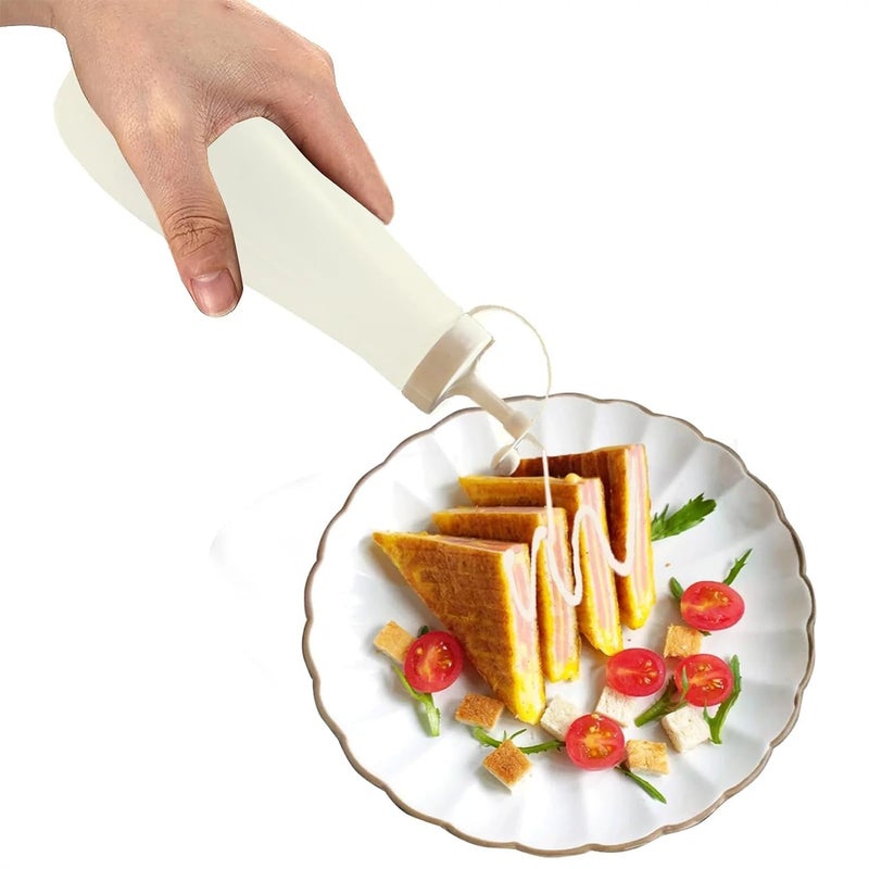 GNOLY Mustard Mayo hot sauces Olive Oil Bottles Plastic Squeeze Squirt Condiment Bottles with Twist On Cap Lids - top dispensers for Ketchup (1Set Of 2Pcs) - Image 2