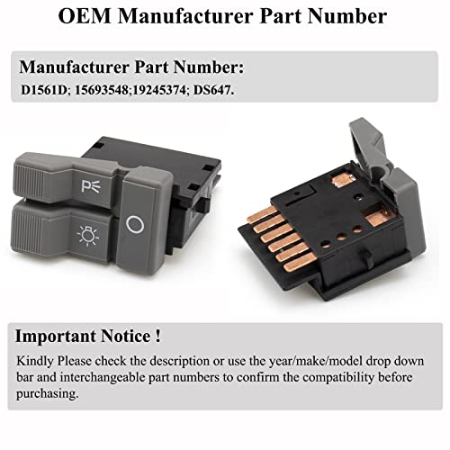 HOPUT D1561D 15693548 19245374 DS647 Headlamp Switch, Solving Car Lights Stop Working or Become Dimmer, Pack of 1 - Image 2