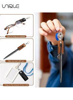 Unique 4 Pcs Portable Lanyard Pen Holder，for Badge Reel Badge Pen Holder Portable PU Leather Badge Pencil Holder Pen Pocket Protector Pen Pouch Holder Organizer Pen Holder for Lanyard（Brown）  - Image 3