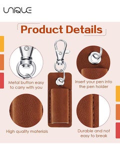 Unique 4 Pcs Portable Lanyard Pen Holder，for Badge Reel Badge Pen Holder Portable PU Leather Badge Pencil Holder Pen Pocket Protector Pen Pouch Holder Organizer Pen Holder for Lanyard（Brown）  - Image 2
