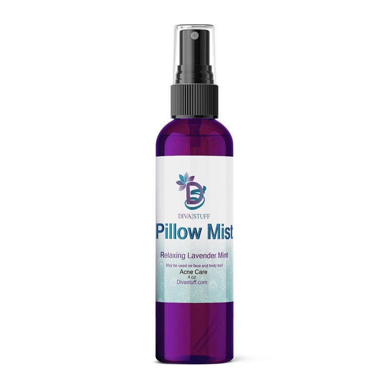 Diva Stuff Pillow Mist - Promotes Clear Skin & Protects from Acne-Causing Funk, Cleans Pillows, Hands, and Sheets - Aromatherapy Spray for Relaxation and Sleep, Made in USA (Lavender 4 oz)