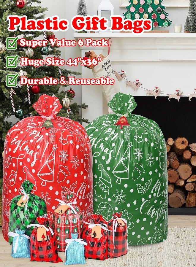 VIMUSFUN Large Christmas Gift Bags, 6PCS 44"X 36" Giant Gift Bags for Huge Gifts, Jumbo Extra Large Christmas Bags for Wrapping Oversized XL Holiday Presents, Xmas Santa Big X Large Plastic Gift Wrap Bag - Image 4