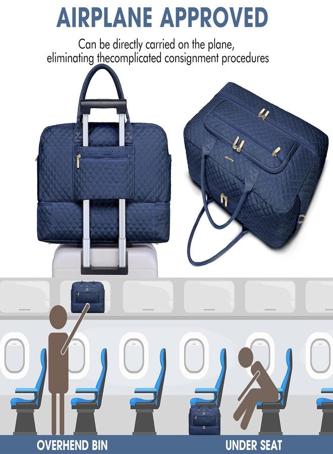 LUOCIP Large Women Travel Duffle Bag - Carry on Overnight Bags Weekend Travel Duffel Tote Bag with Wet Pocket Toiletry Weekender, Navy 1 - 38L, Travel Duffle Bag - Image 5