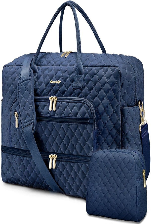 LUOCIP Large Women Travel Duffle Bag - Carry on Overnight Bags Weekend Travel Duffel Tote Bag with Wet Pocket Toiletry Weekender, Navy 1 - 38L, Travel Duffle Bag - Image 1