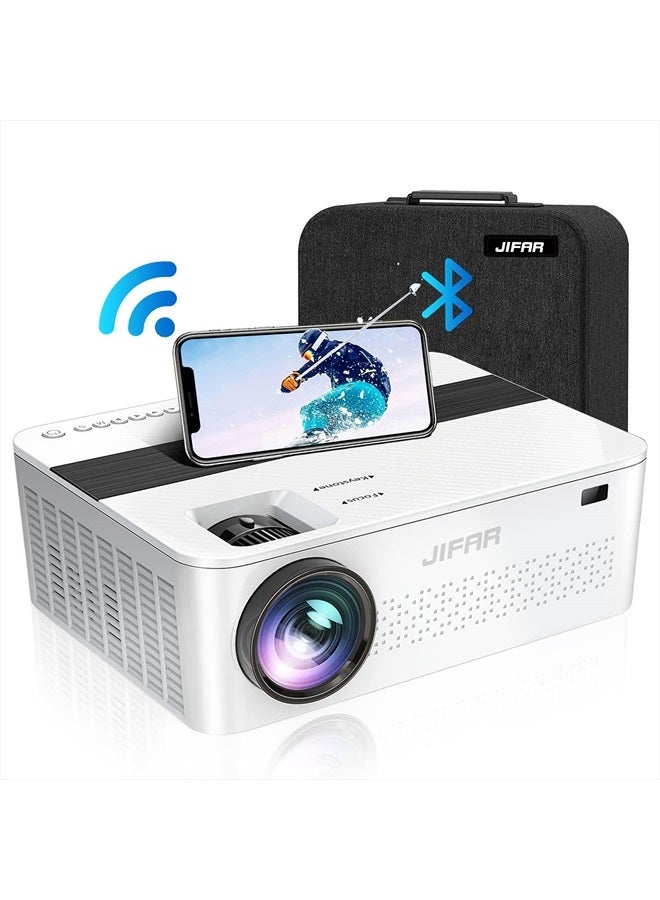 JIFAR 5G WiFi Bluetooth Projector 4K with 450"Display,2023 Upgraded 1000ANSI Native 1080P Projector,Movie Outdoor Projector Support 4K,Dolby,Zoom,Correct Keystone,4K Projector for W/TV Stick,iOS,Android,PS5 - Image 1