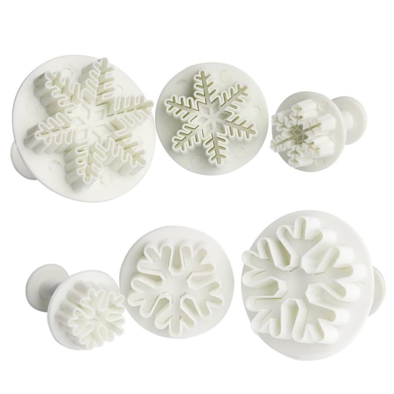 Christmas Snowflake Cookie Cutters Set 6pcs Silicone Embossing Molds Baking Tools - Image 2