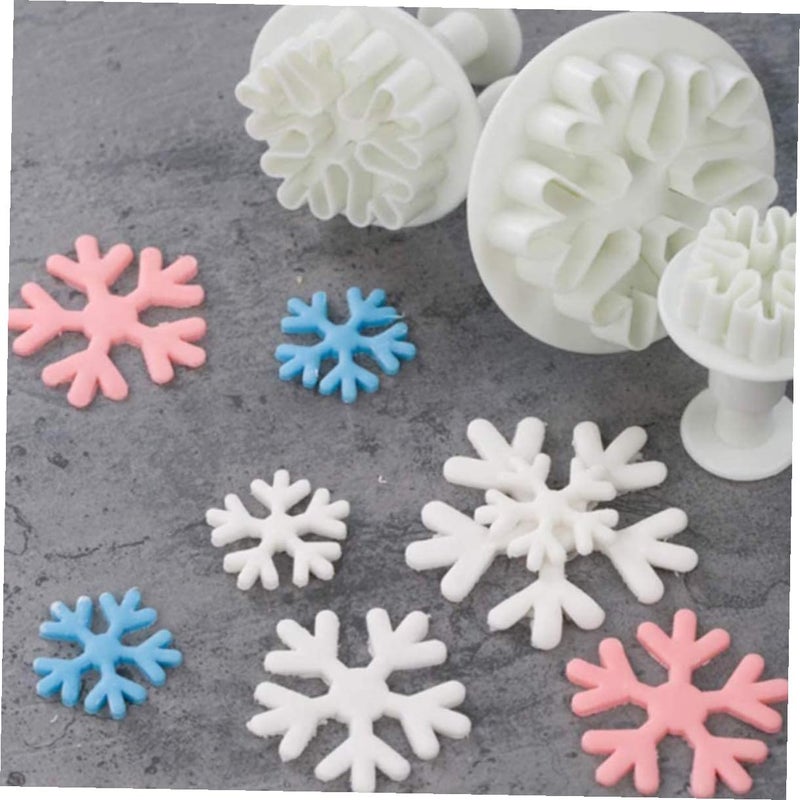 Christmas Snowflake Cookie Cutters Set 6pcs Silicone Embossing Molds Baking Tools - Image 4