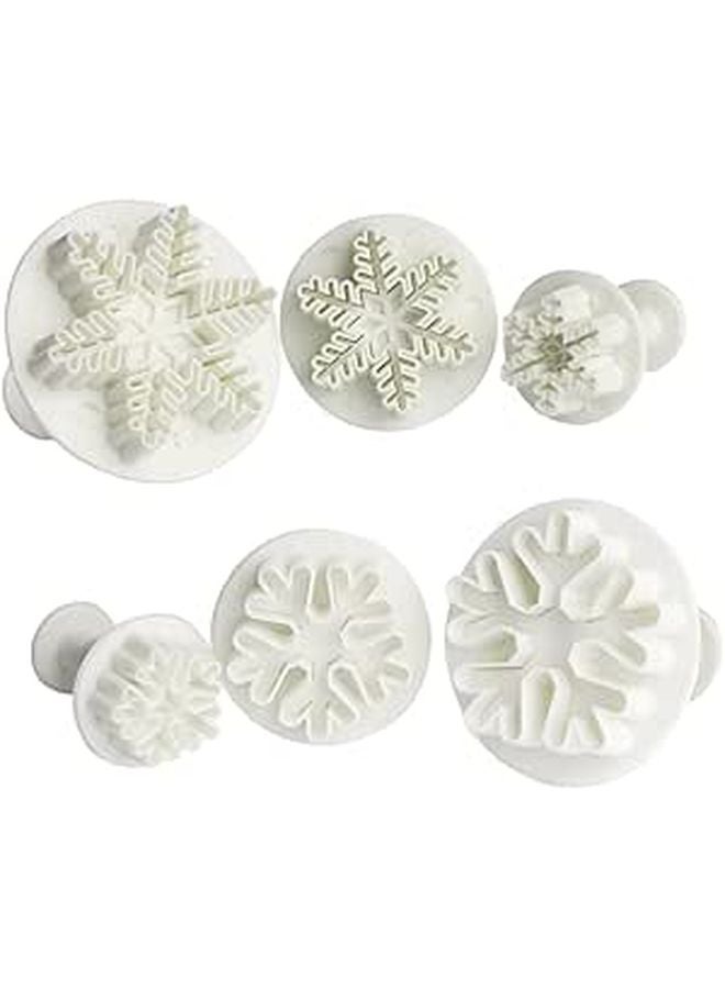 Christmas Snowflake Cookie Cutters Set 6pcs Silicone Embossing Molds Baking Tools - Image 1