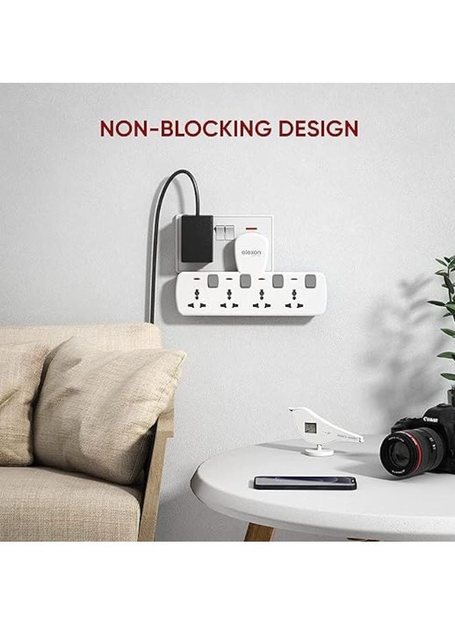 Elexon (EL 5004J) Universal Multi Extension T Socket Power Adaptor with Surge Protection and Individual Switches, Energy-efficient 4 Way Outlet Plug for Home, Kitchen and Office Use White - Image 4