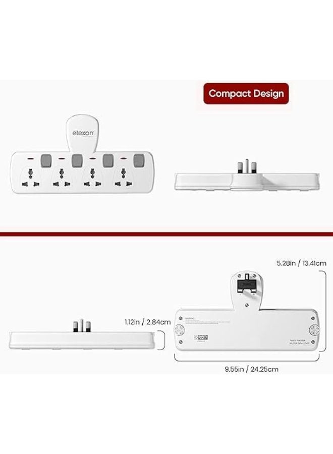 Elexon (EL 5004J) Universal Multi Extension T Socket Power Adaptor with Surge Protection and Individual Switches, Energy-efficient 4 Way Outlet Plug for Home, Kitchen and Office Use White - Image 5