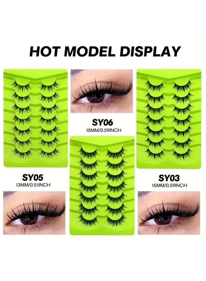Anime Faux Mink Natural Look Lashes 7 Pairs Extension Makeup Tools SY06 - Image 4