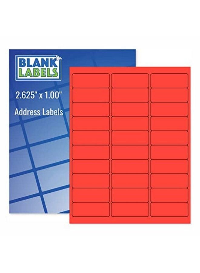 Blank Labels Fluorescent Red Mailing Labels From Blank Labels 25 8" X 1" (2.625 X 1) 30 Labels Per Sheet 100 Sheets - Image 2