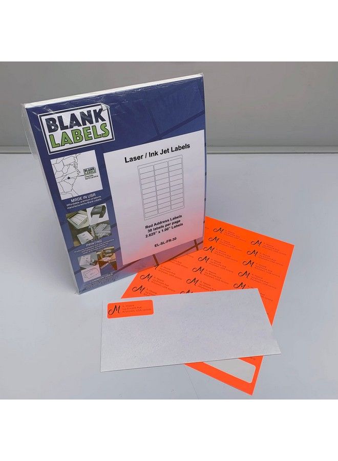 Blank Labels Fluorescent Red Mailing Labels From Blank Labels 25 8" X 1" (2.625 X 1) 30 Labels Per Sheet 100 Sheets - Image 3