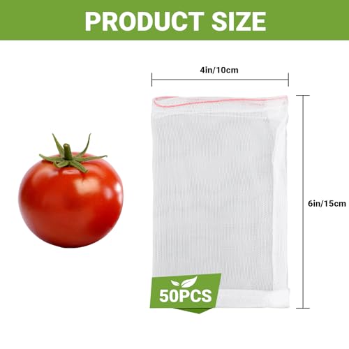 ENPOINT 50 PCS Fruit Protection Bags, Enpoint 10x14 Inch Reusable Garden Netting Mesh Bag with Drawstrings, Plant Covers Protect Fruits Vegetables Tomato Apple Peach Trees - Image 4