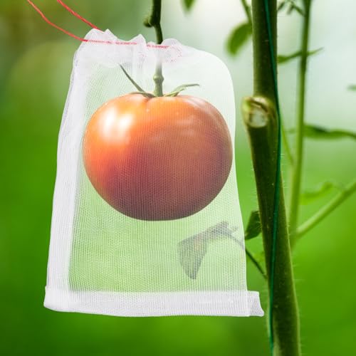ENPOINT 50 PCS Fruit Protection Bags, Enpoint 10x14 Inch Reusable Garden Netting Mesh Bag with Drawstrings, Plant Covers Protect Fruits Vegetables Tomato Apple Peach Trees - Image 5