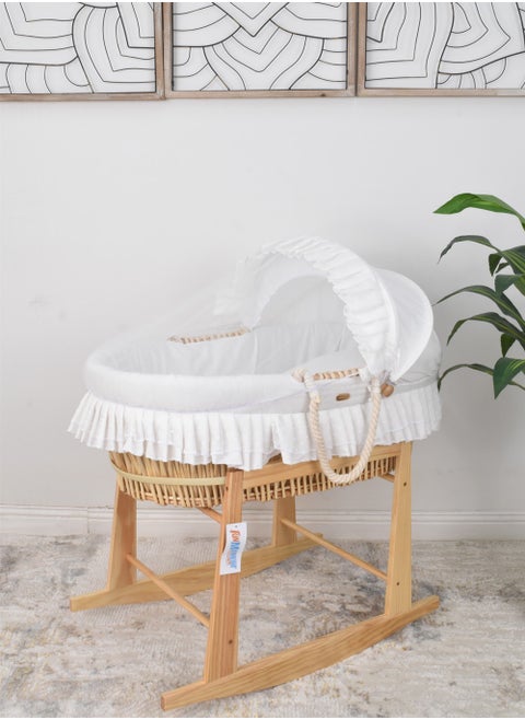 Moses Cradle Basket With Mosquito Net with Wooden Rocking Stand