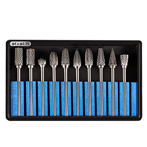 Luo ke 10 Pcs Ø6 x 2.35 mm Aluminum Cutting Burr, 3/32 Inch Shank Carbide Burr Bits For Rotary Tool Include Dremel - Image 1