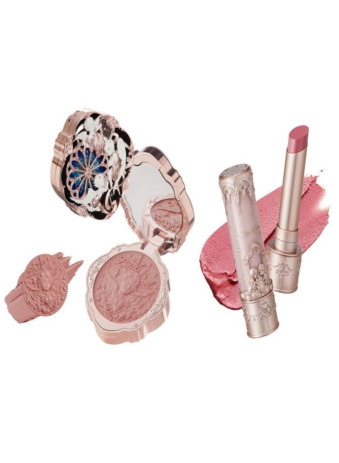 Flower Knows Little Angel Cream Blush and Matte Lipstick Set,Buildable & Blendable Velvety Makeup,Soft Long-Lasting Cute Make Up(Blush 04 Rose Ashes + Lipstick C05 Choir) - Image 1