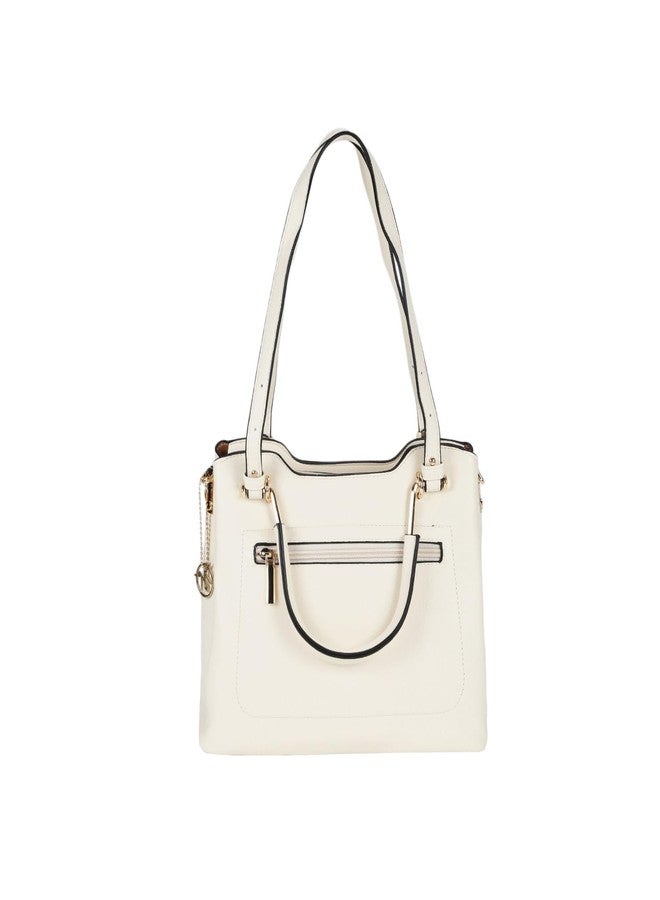 MONROW Beige Solid Satchel Bag For Women With Adjustable And Detachable Sling Strap For Office and Regular Use - Image 2
