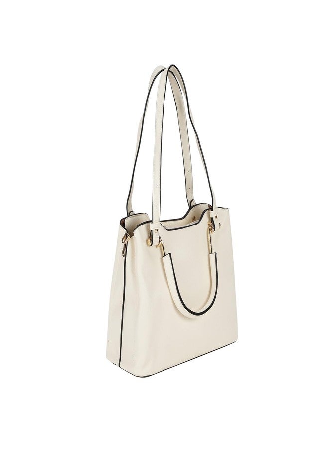 MONROW Beige Solid Satchel Bag For Women With Adjustable And Detachable Sling Strap For Office and Regular Use - Image 3