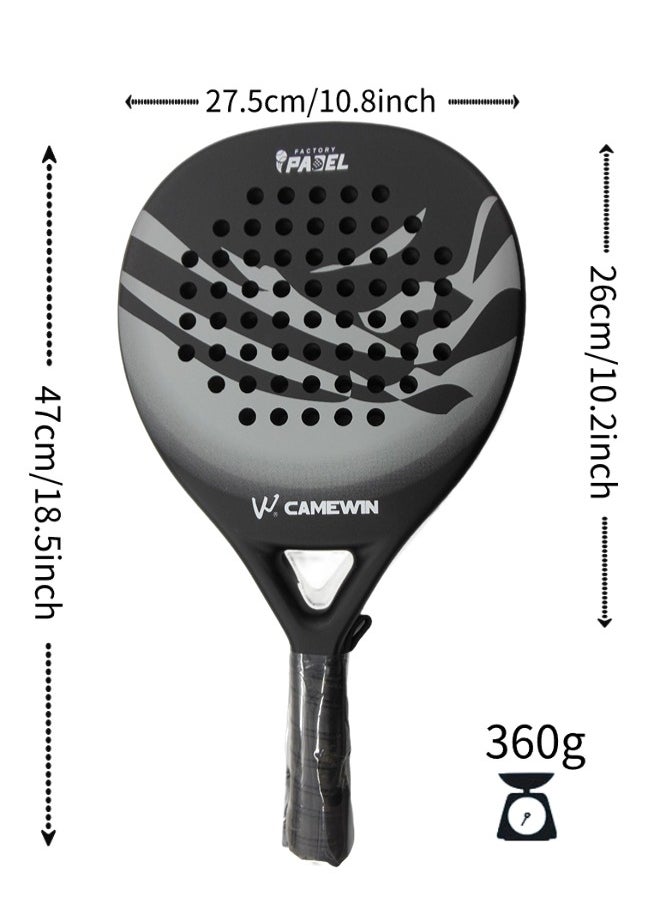 CAMEWIN - Padel Racket Paddle Racquet Carbon Fiber Light EVA Core Memory Foam Tennis Racquet Paddle For Sport Exercise Workouts Entertainment - Image 1