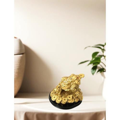 Betterdecor تمثال ضفدع المال الذهبي ذو الثلاثة أرجل من بيترديكور لتزيين المنزل والمكتب بمناسبة الانتقال أو التهنئة أو العطلات - 3.5 بوصة ارتفاع - Image 5