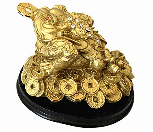 Betterdecor تمثال ضفدع المال الذهبي ذو الثلاثة أرجل من بيترديكور لتزيين المنزل والمكتب بمناسبة الانتقال أو التهنئة أو العطلات - 3.5 بوصة ارتفاع - Image 2