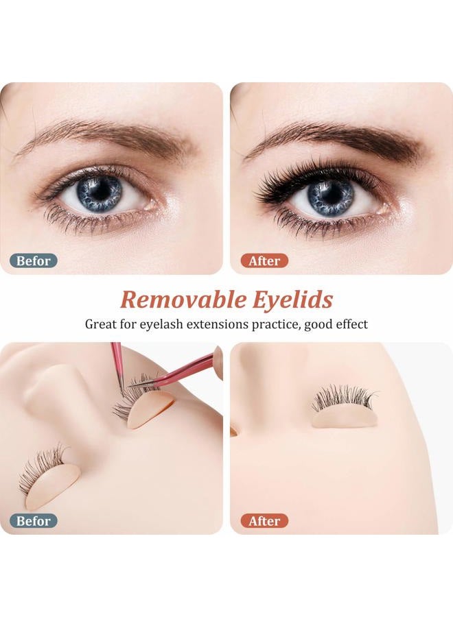 Maitys 2 Boxes 6 Pairs Replacement Eyelids for Mannequin Head Removable Realistic Eyelids with Eyelashes Mannequin Head for Eyelash Training Practice Makeup Eyelash Extensions(Light Color) - Image 5