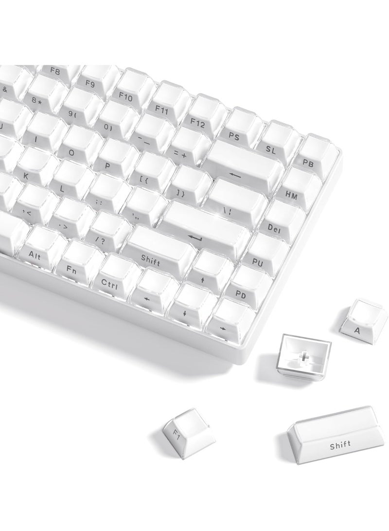 Keycaps - Crystal Jelly for 60 65 75 Printed 113 Key OEM Profile for 6168848798100 Gateron MX Mechanical Keyboards, Cherry, White - Image 1