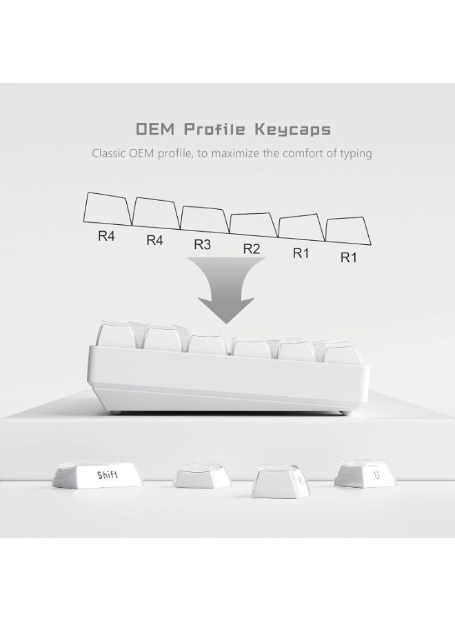 Keycaps - Crystal Jelly for 60 65 75 Printed 113 Key OEM Profile for 6168848798100 Gateron MX Mechanical Keyboards, Cherry, White - Image 5