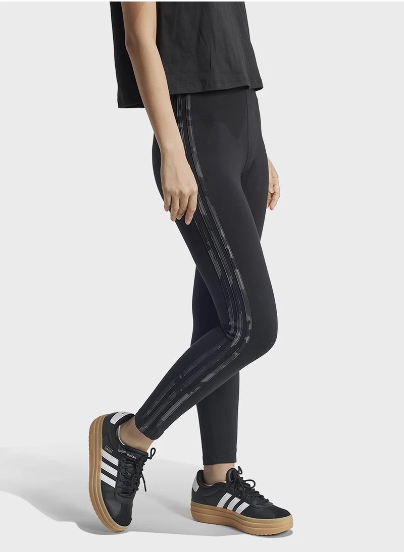 Adidas 3 Stripes Camo Print 7/8 Leggings