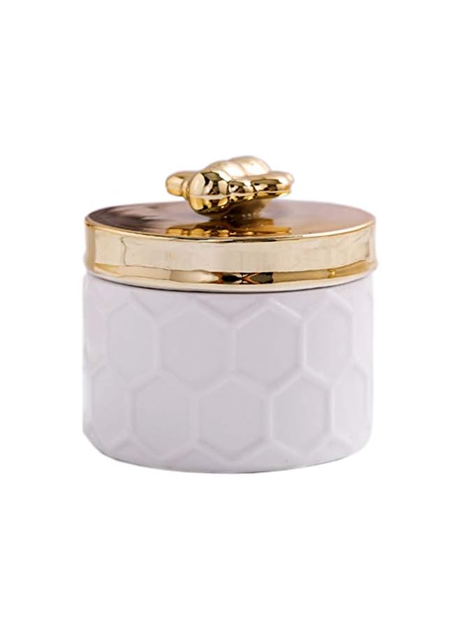 IAF Box Storage Holder for Ring Necklace Bracelet Earring Organizer 3D Bee Styling Home Decor Birthday Wedding (Gold and White) - Image 1