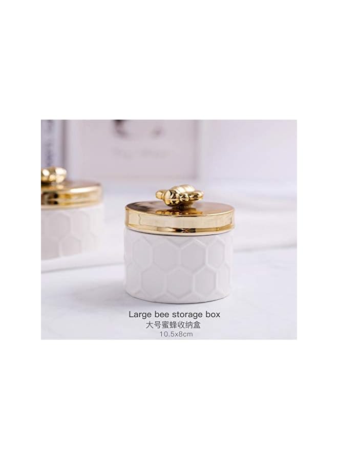 IAF Box Storage Holder for Ring Necklace Bracelet Earring Organizer 3D Bee Styling Home Decor Birthday Wedding (Gold and White) - Image 2
