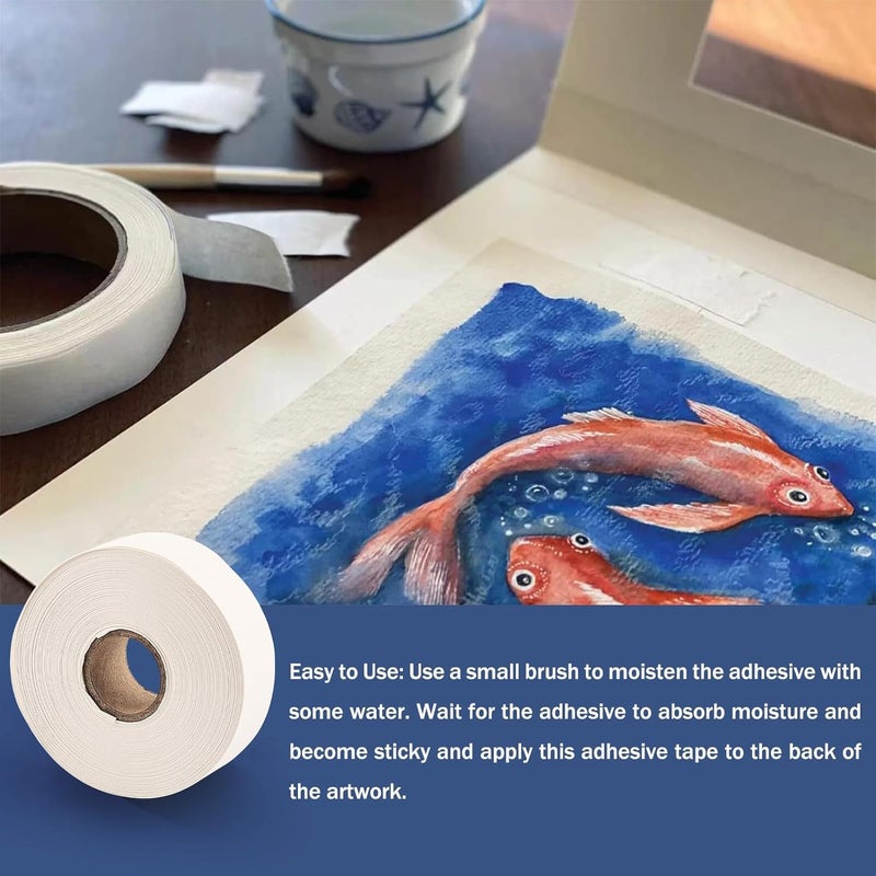 Lineco لاينكو، شريط تثبيت ورقي مائي مفعل للأرشيف، خالي من الحمض مع درجة حموضة محايدة، لتثبيت فنون الصور على لوح المات، 1 بوصة × 130 قدم، عبوة من 1 - Image 4