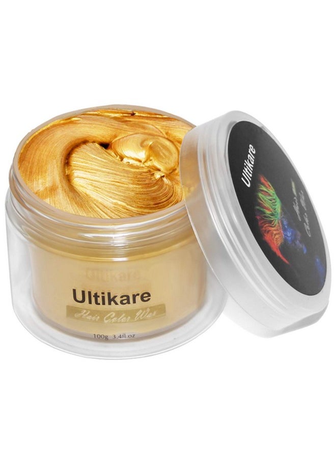 Ultikare Hair Color Wax Blonde Ultikare Instant Hair Dye Cream Mud Washable Temporary Hair Dye Natural Hairstyle Color Pomade For Party Cosplay Halloween (Gold)  - Image 2