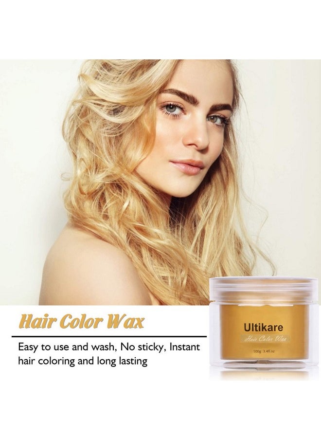 Ultikare Hair Color Wax Blonde Ultikare Instant Hair Dye Cream Mud Washable Temporary Hair Dye Natural Hairstyle Color Pomade For Party Cosplay Halloween (Gold)  - Image 4