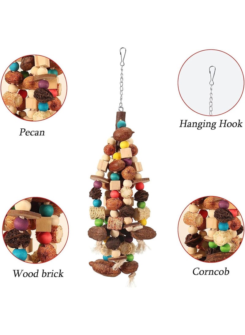 Sylqvxh Bird Parrot Toys, Bird Chewing Hanging Toy Set, Natural Large Parrot Blocks Toy Colorful Bird Chewing Toys for Macaw Cockatoo, African Grey Parakeets, Macaw, Love Bird - Image 2