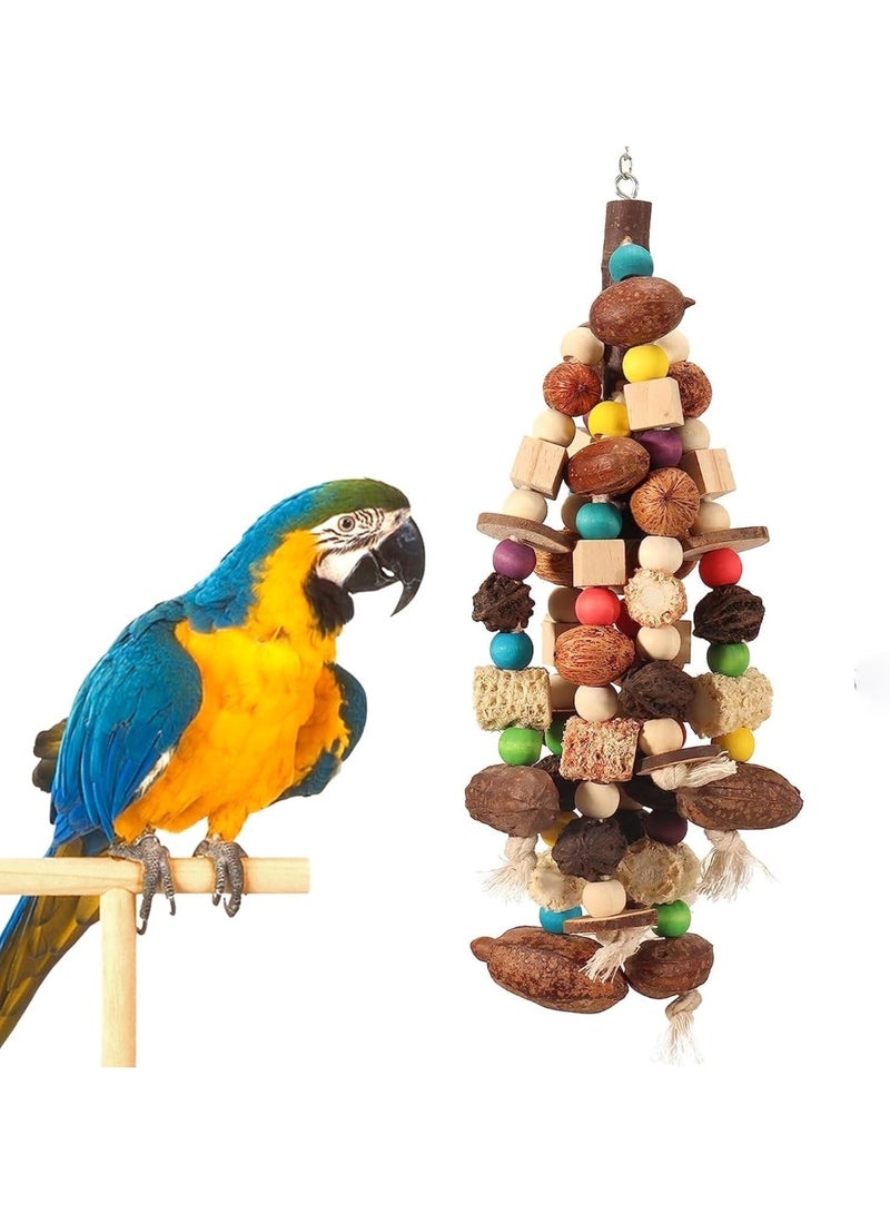 Sylqvxh Bird Parrot Toys, Bird Chewing Hanging Toy Set, Natural Large Parrot Blocks Toy Colorful Bird Chewing Toys for Macaw Cockatoo, African Grey Parakeets, Macaw, Love Bird - Image 1