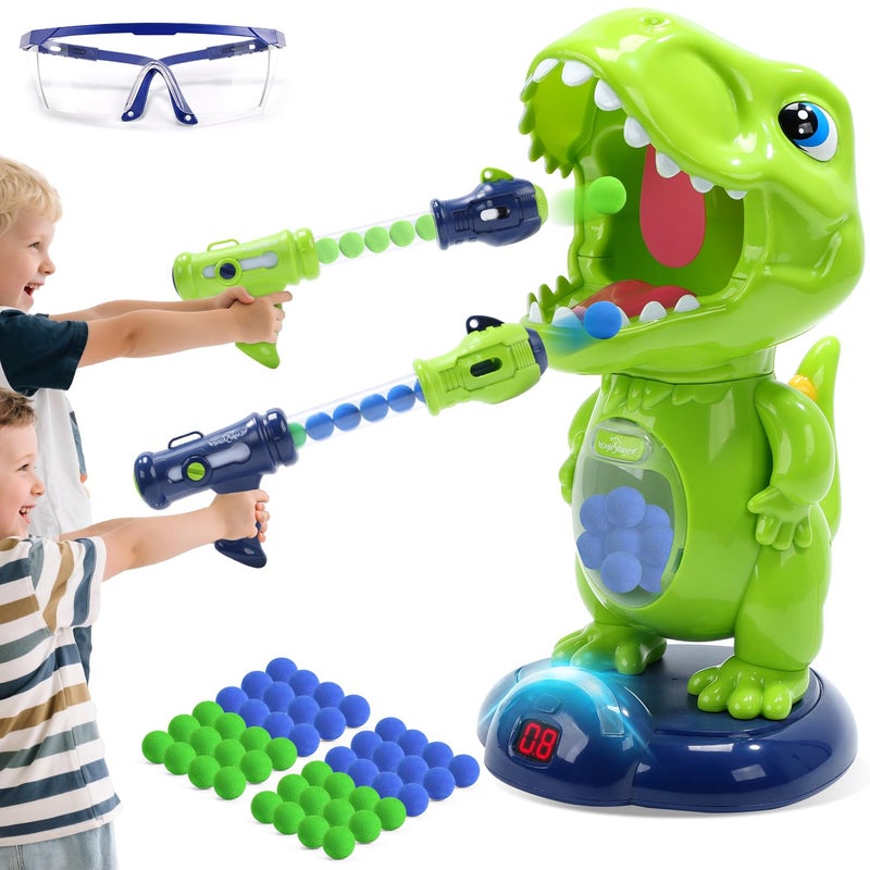 EagleStone Movable Dinosaur Shooting Toys for KidsElectronic Target Shooting Games with 2 Pump Gun48 Balls Party Favor Toys with Score Record LED Sound Dino Toys Gift for Boys and Girls - Image 3