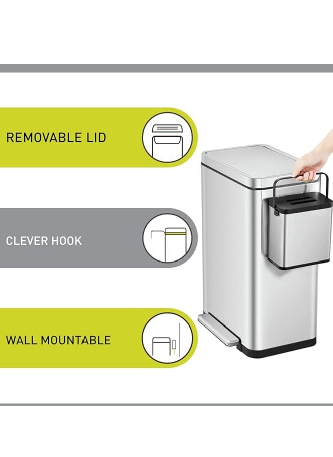 EKO PURO I SERIES | Mountable Compost Bin | Brushed Stainless Steel | Suitable For Kitchen Counter-Tops & Under Sinks | Fingerprint-Resistant | 3L  - Image 2