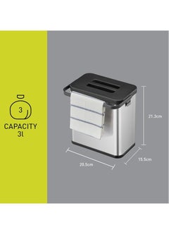 EKO PURO I SERIES | Mountable Compost Bin | Brushed Stainless Steel | Suitable For Kitchen Counter-Tops & Under Sinks | Fingerprint-Resistant | 3L  - Image 3