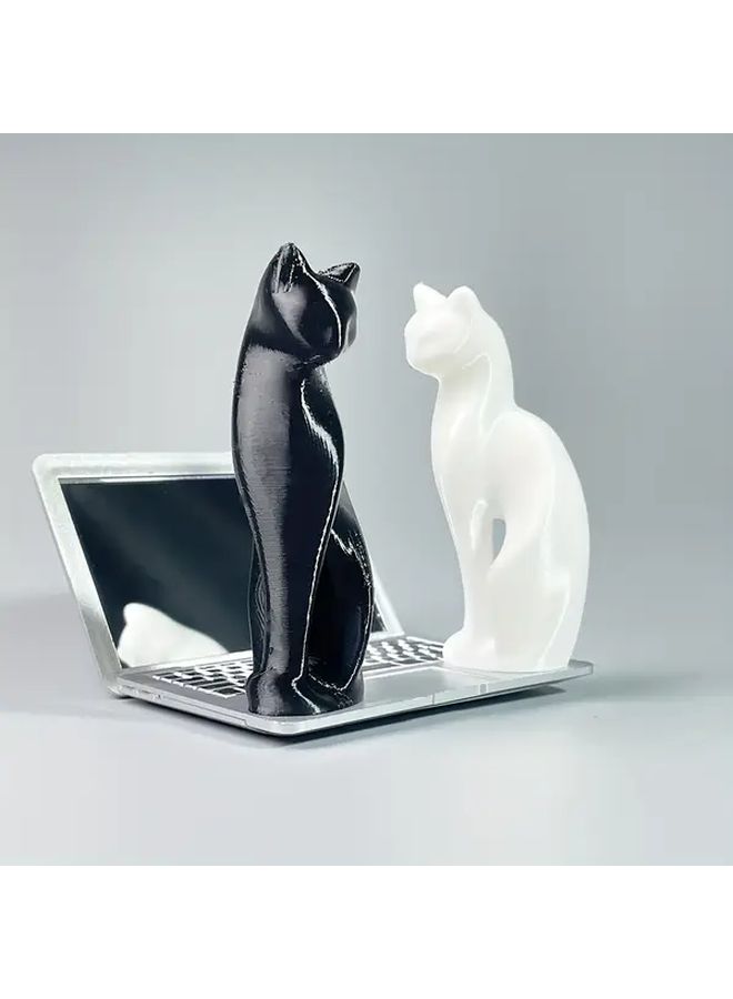 Black 3D Printed Cat Figurine PLA Realistic Desktop Home Decor - Image 4