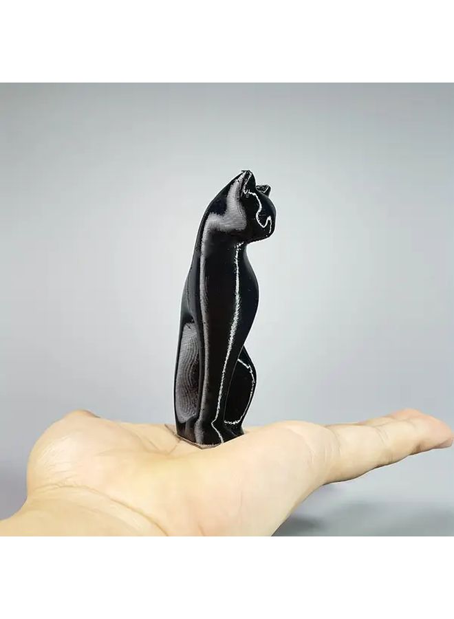 Black 3D Printed Cat Figurine PLA Realistic Desktop Home Decor - Image 2