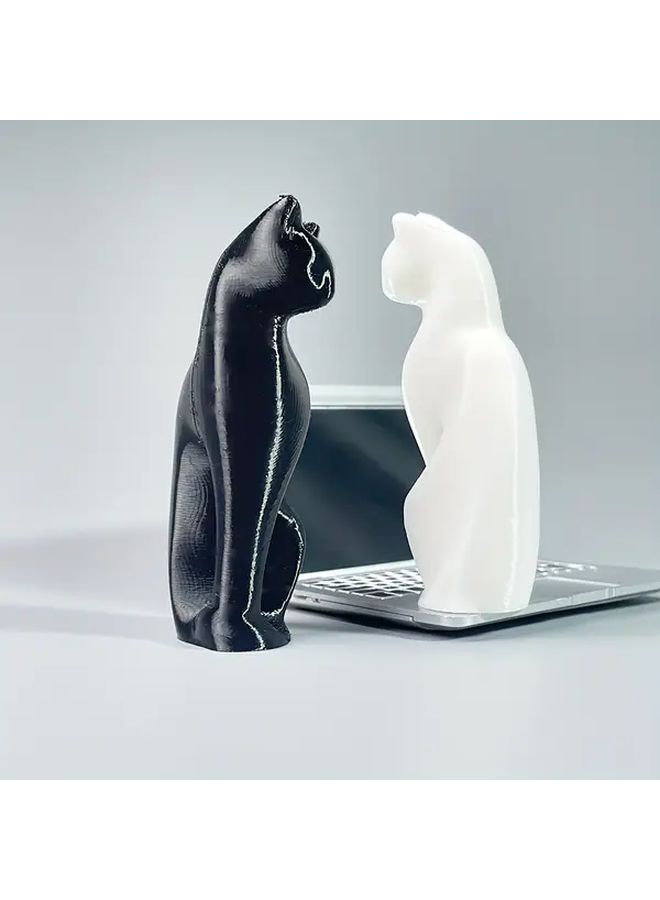Black 3D Printed Cat Figurine PLA Realistic Desktop Home Decor - Image 5