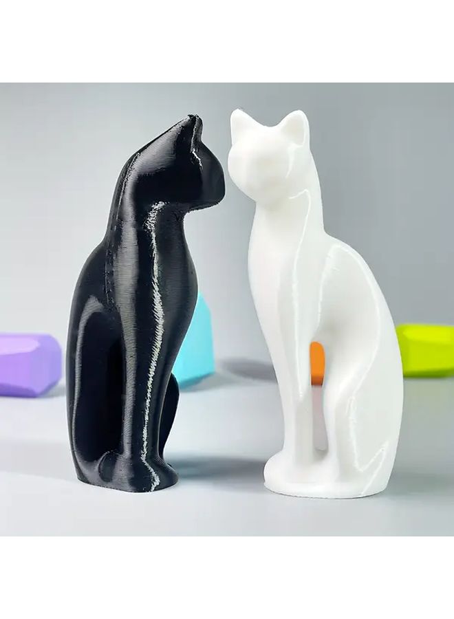 Black 3D Printed Cat Figurine PLA Realistic Desktop Home Decor - Image 1