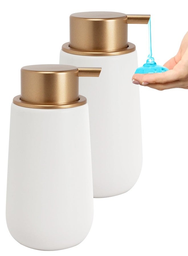 TOOZFO Soap Liquid Dispenser Ceramic with Easy-to-Press Pump Hand Liquid Dispenser for Shampoo Bathroom Kitchen 12 oz 2pcs - Image 2