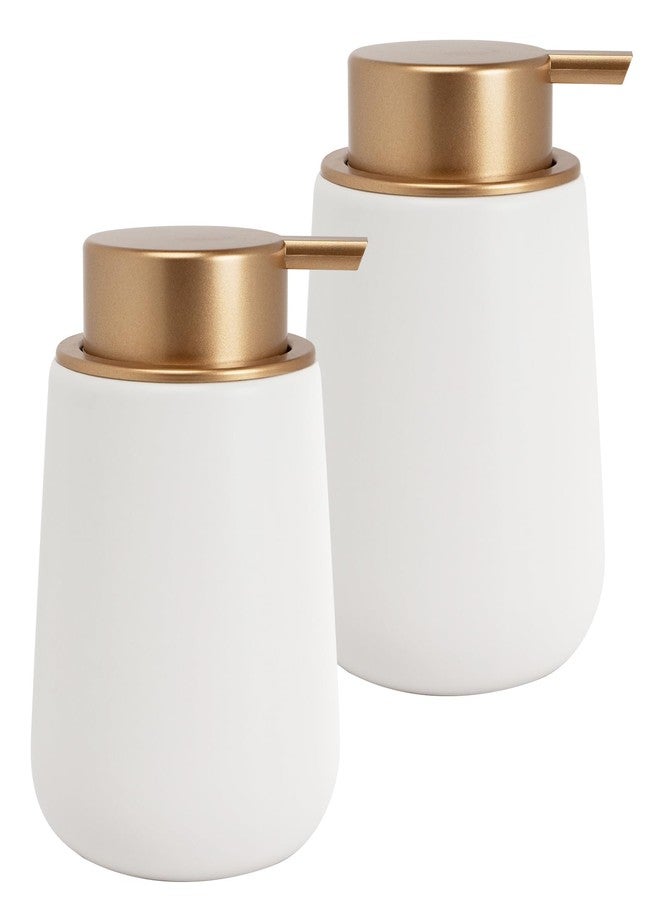 TOOZFO Soap Liquid Dispenser Ceramic with Easy-to-Press Pump Hand Liquid Dispenser for Shampoo Bathroom Kitchen 12 oz 2pcs - Image 1