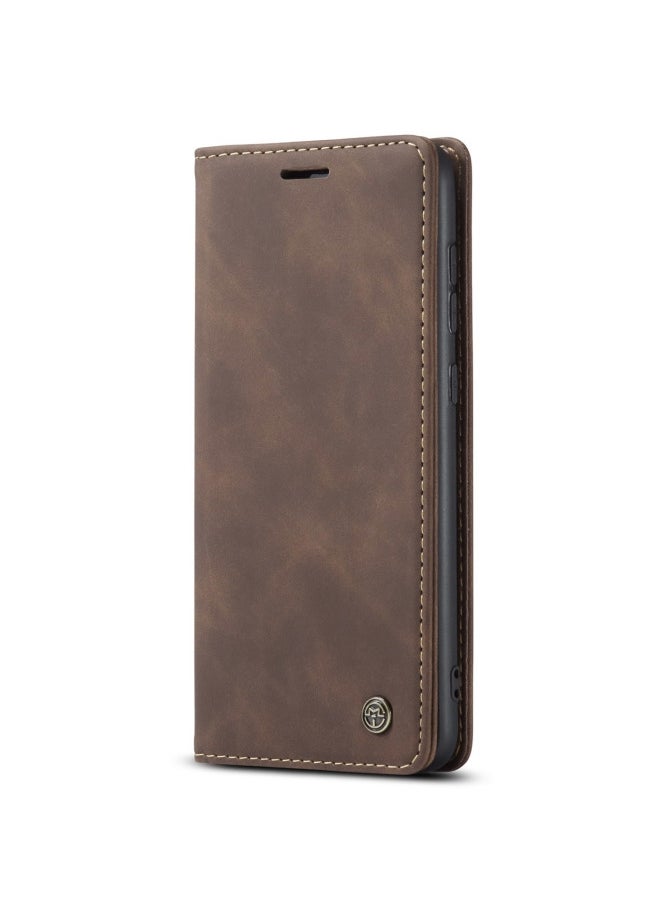 CaseMe CaseMe Samsung Galaxy S21FE Case Wallet, for Samsung Galaxy S21FE Wallet Case Book Folding Flip Folio Case with Magnetic Kickstand Card Slots Protective Cover - Coffee  - Image 2