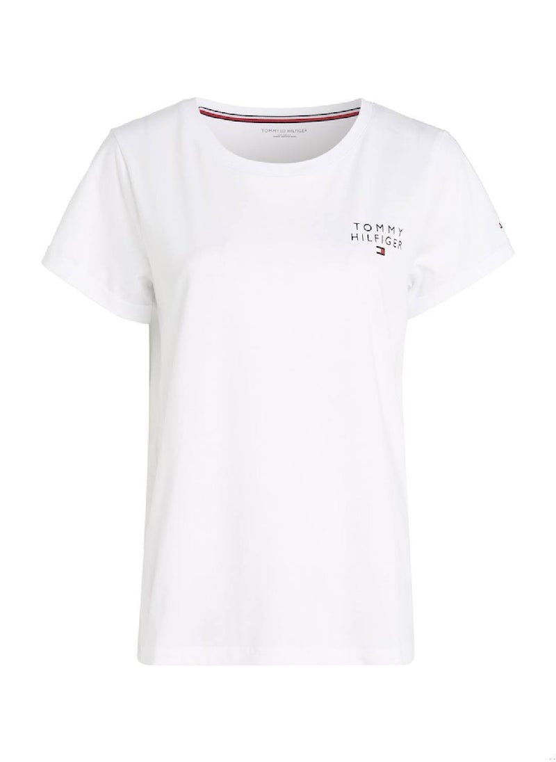 TOMMY HILFIGER - Women's Original Logo Lounge T-Shirt, White - Image 1